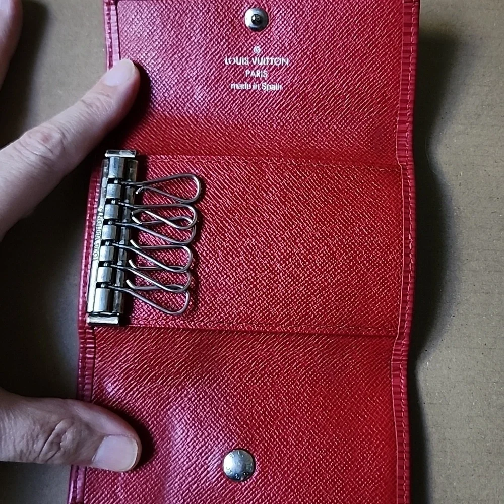 Preowned‎ Louis Vuitton Red Key Holder With COA